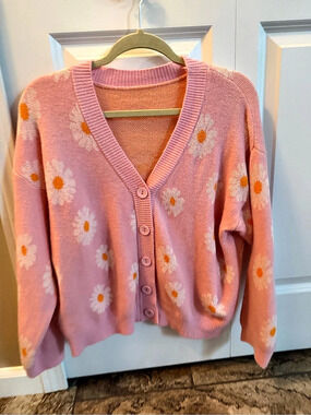 Floral Pink Cardigan Like New